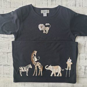 Safari Animal Themed Black Shirt Dress